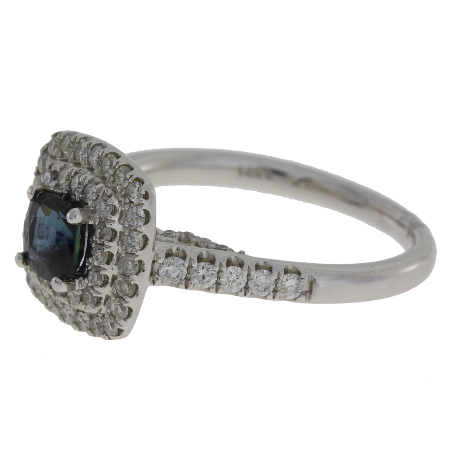 Anillo de Zafiro y Diamante Natural de 1.22ct en Oro Blanco de 14KT