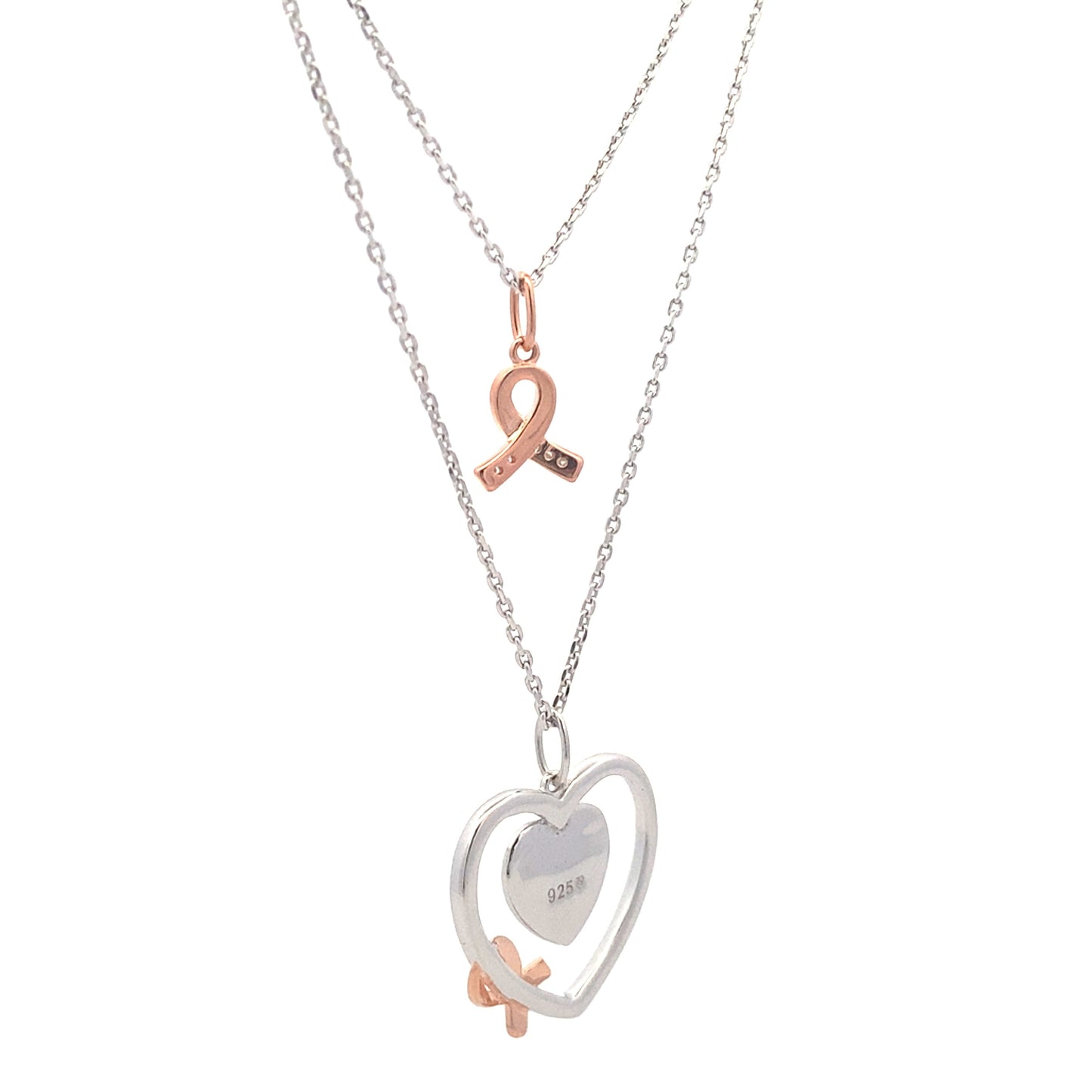 Pendentif cœur en diamant de 0,02 ct en argent sterling