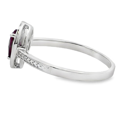 Bague en diamant de grenat naturel de 0,56 ct en or blanc 10KT
