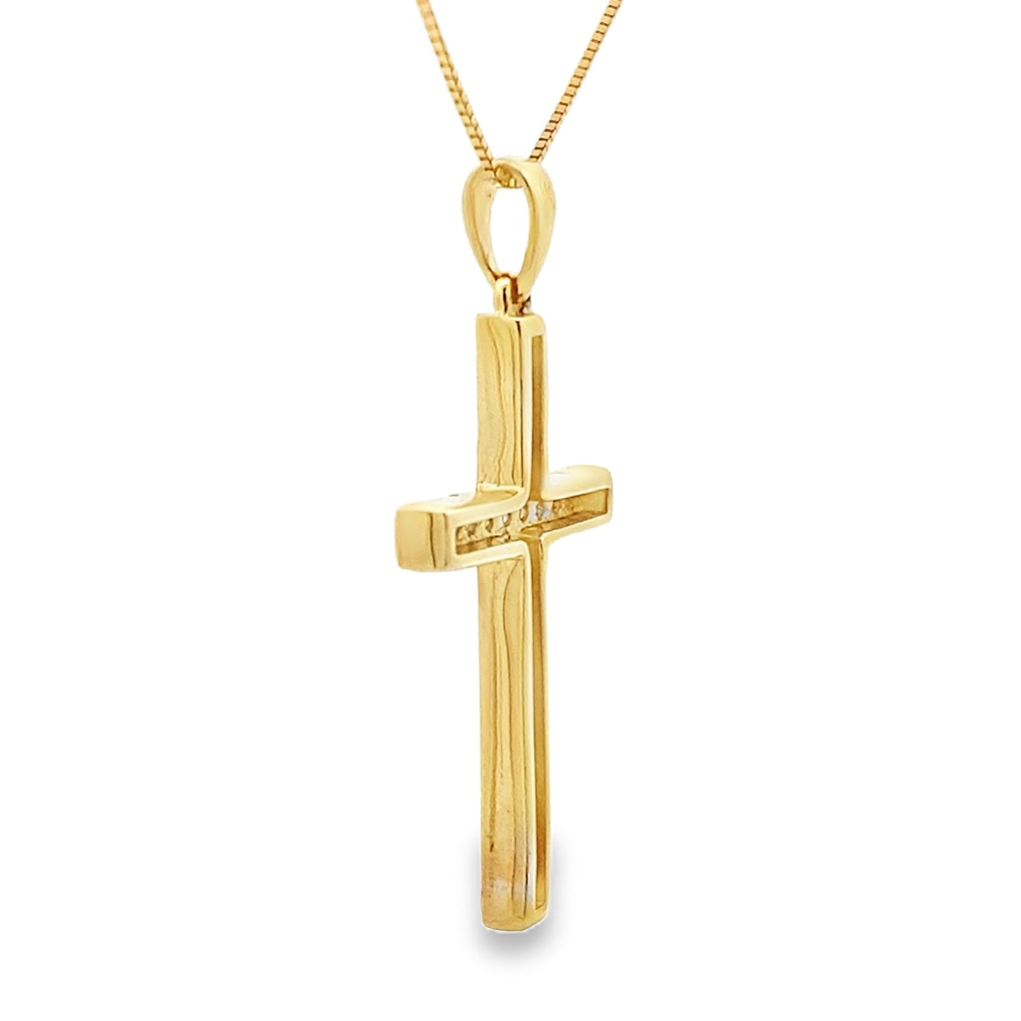 Colgante de Cruz de Diamante de 0.22ct en Oro Amarillo de 14KT