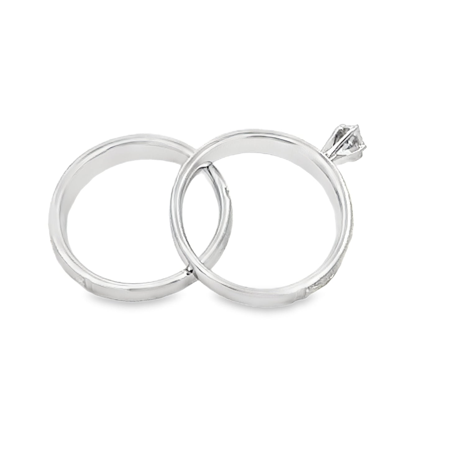 Elegant Diamond Engagement Ring Set in Sterling Silver and 14KT Gold