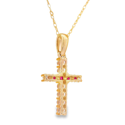 .29ct Colgante de Cruz de Rubí en Oro Amarillo de 14KT