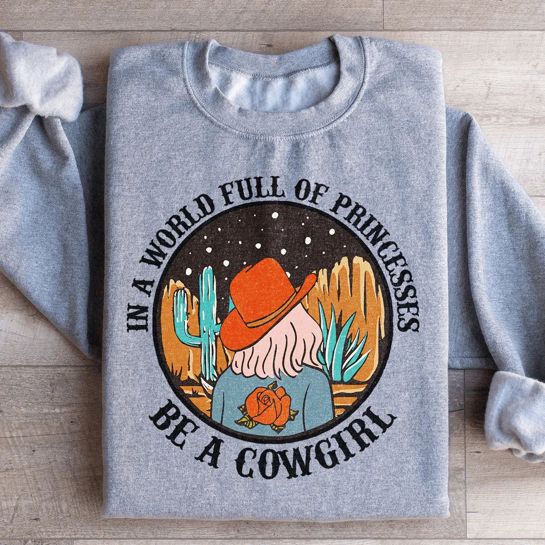 Sudadera "En un mundo lleno de princesas, sé una vaquera"