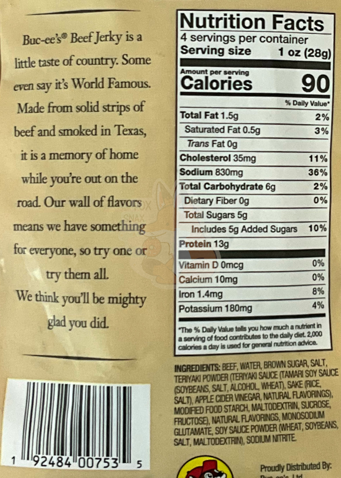 Buc-ee's Korean BBQ Beef Jerky - 4 oz