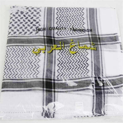 Premium Islamic Men Traditional Plaid Hat and Scarf Set