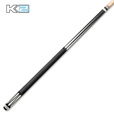 K2 Cue Matte Black and White Floating Design with Leather Wrap