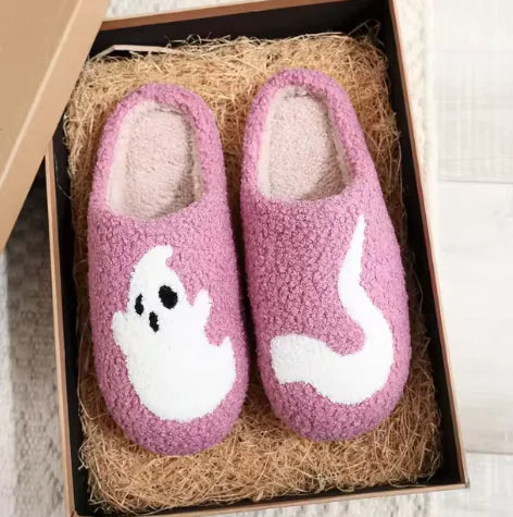 Chaussons en coton fantôme d'Halloween pour un confort douillet