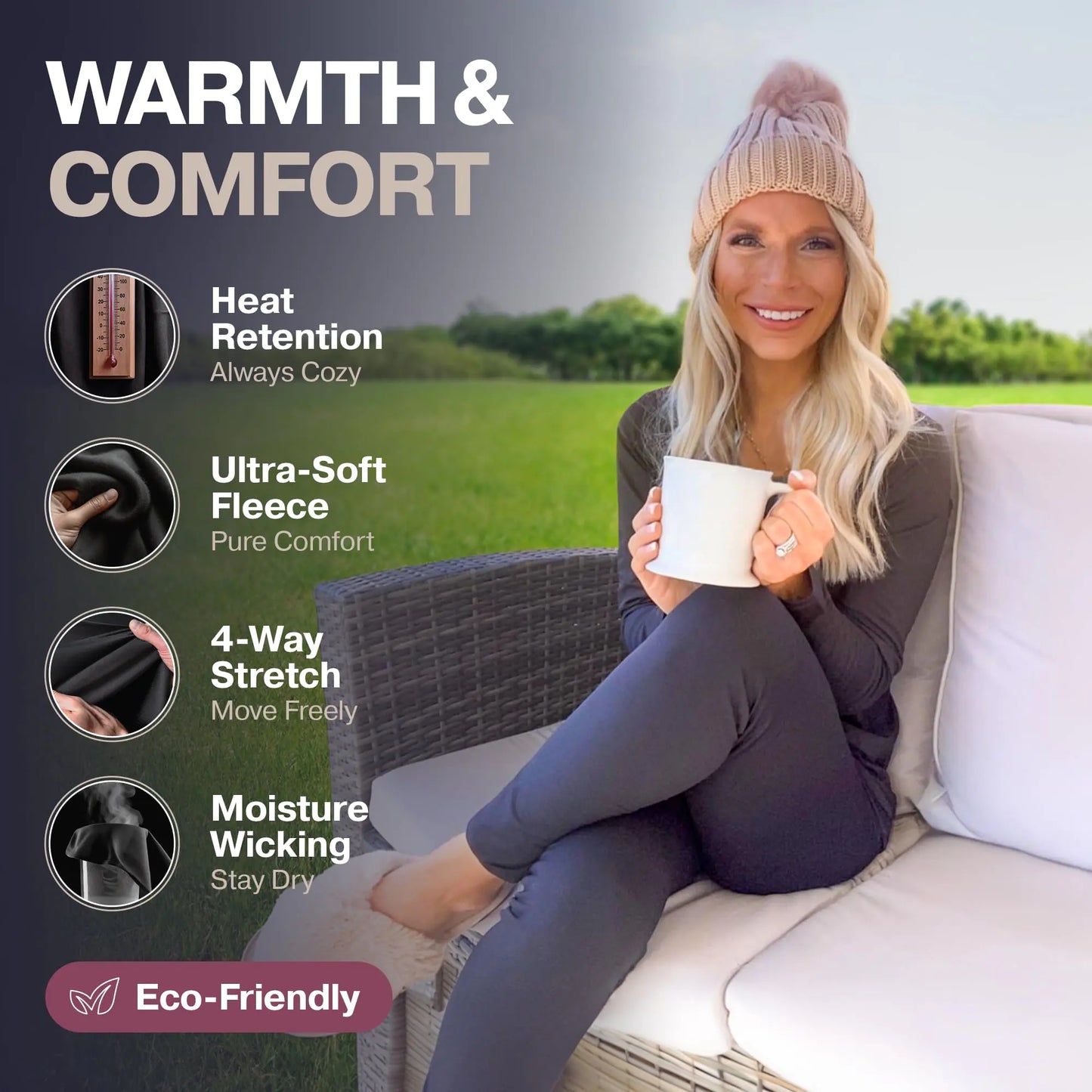 Thermajane Women's Fleece Lined Long Johns - Cold Weather Base Layer