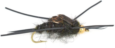 Kaufmann's Premium Black Stonefly Nymph Set - 10 Bead Head Rubber Legs Wet Flies - Assorted Hook Sizes 4 to 12 - Korvel