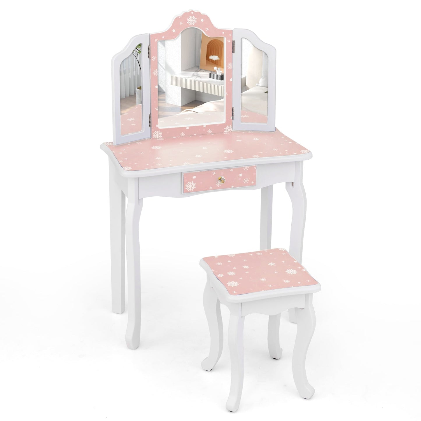 Juego de Mesa y Taburete de Maquillaje de Princesa - Rosa