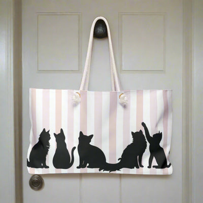 Kitties on Stripes Weekender Bag