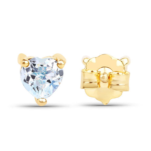 Boucles d'oreilles en topaze bleue véritable de 0,70 carat en or jaune 14K