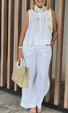Ensemble d'été élégant Femke : Top sans manches et pantalons larges