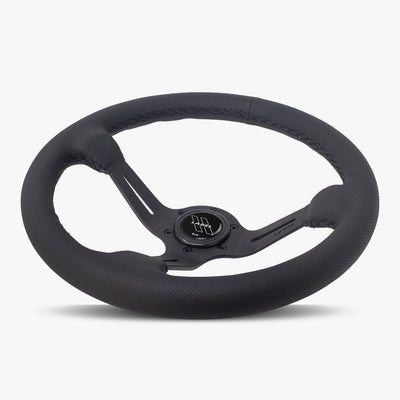 Le Mans Steering Wheel | Premium Black Perforated Leather | Sleek Black Design - Korvel