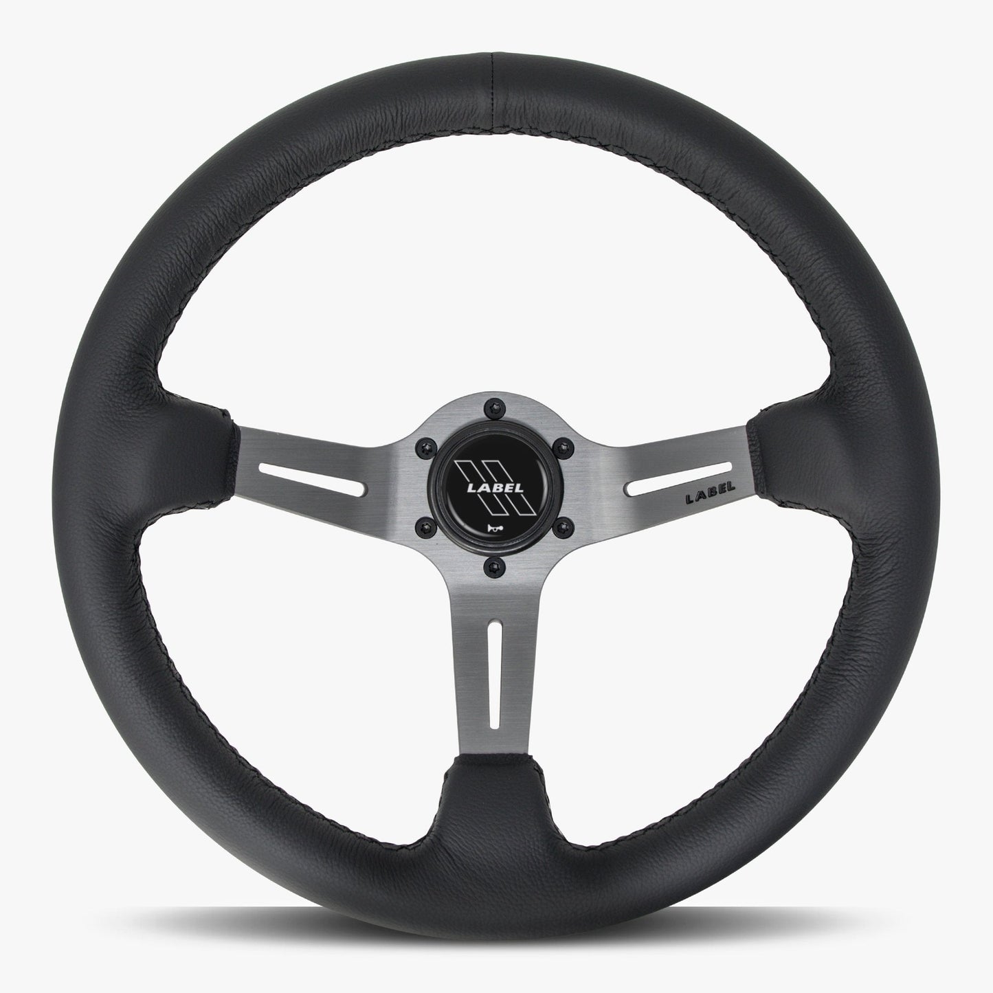 Le Mans Steering Wheel | Black Leather | Graphite Spokes | Black Stitching - Korvel