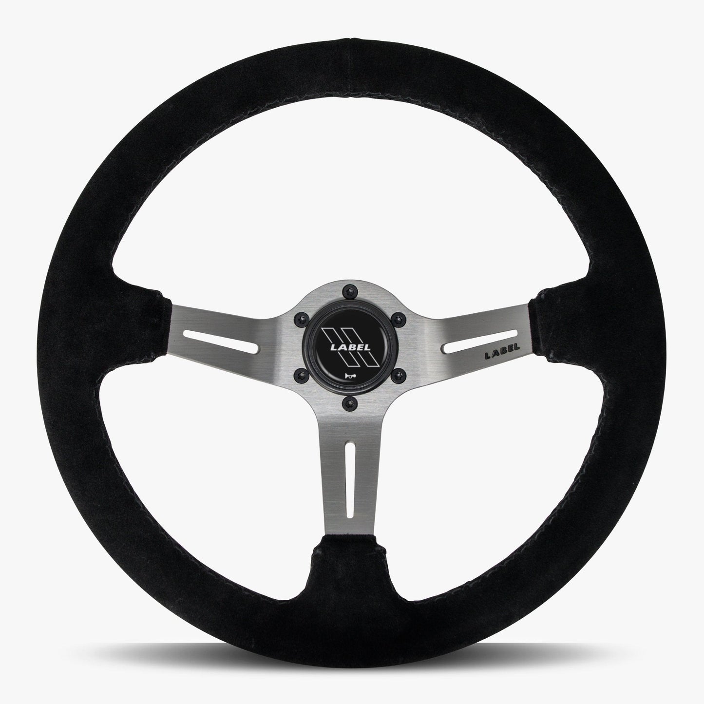 Le Mans Steering Wheel | Black Alcantara Suede | Graphite Spokes | Black Stitching - Korvel