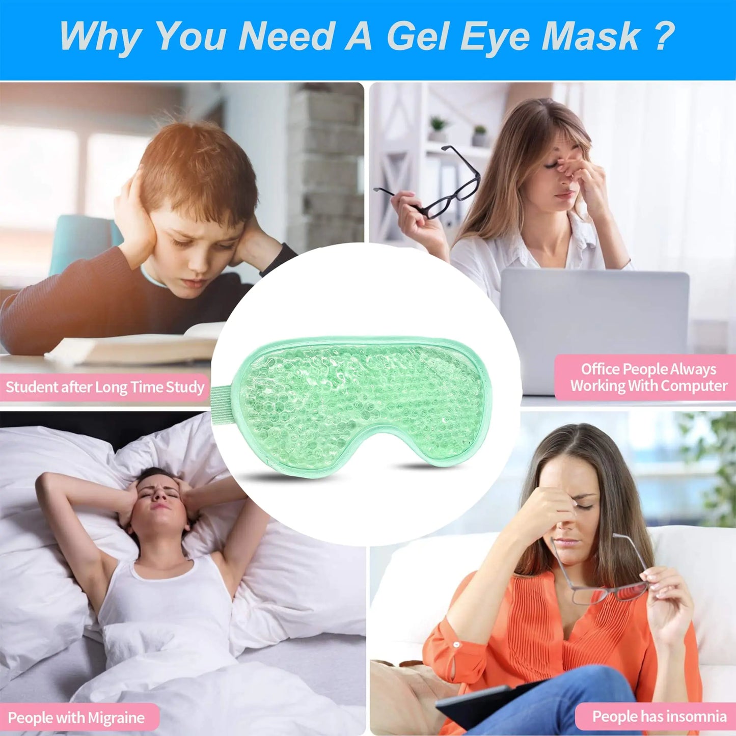 Masques pour les yeux en gel réutilisables - Thérapie chaude et froide (2 pièces)