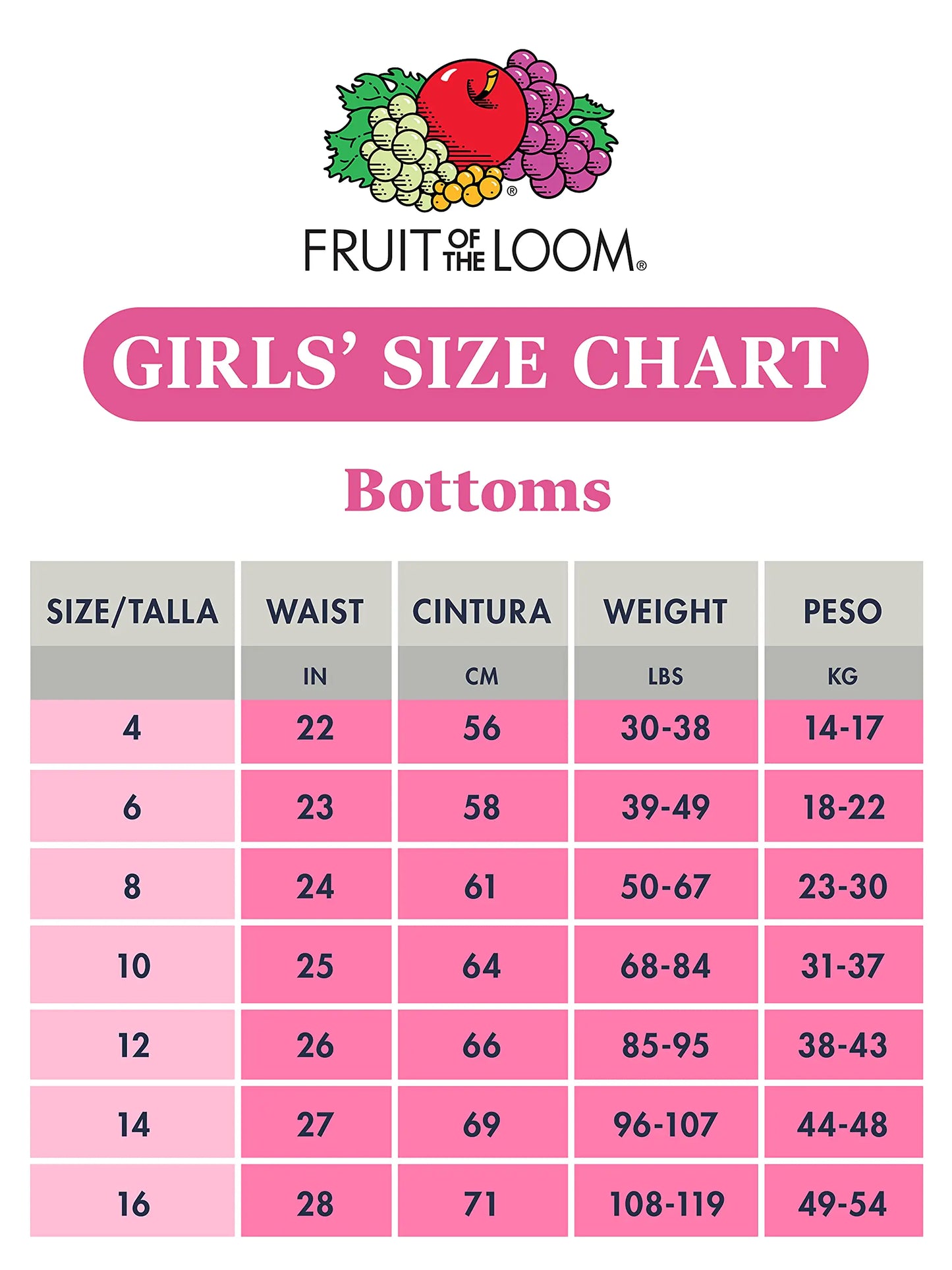 Fruit of the Loom Filles Culottes en Coton - Paquet de 14 - Assortiment de Mode