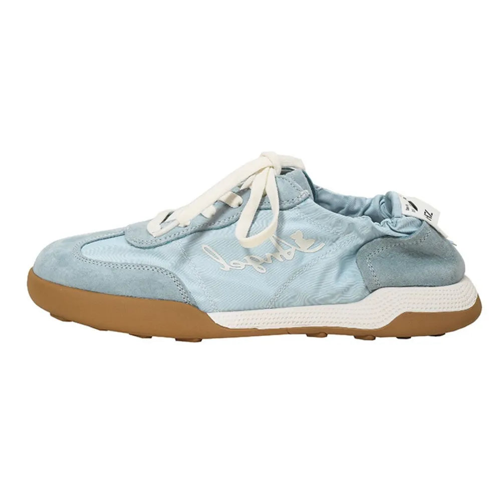 Lace Up Contrast Round Toe Flats Sneakers - Korvel