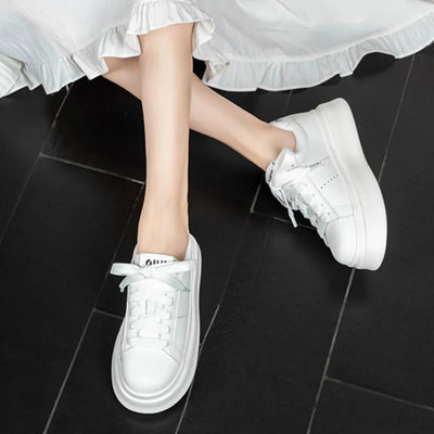 Lace Up Contrast Round Toe Platform Sneakers