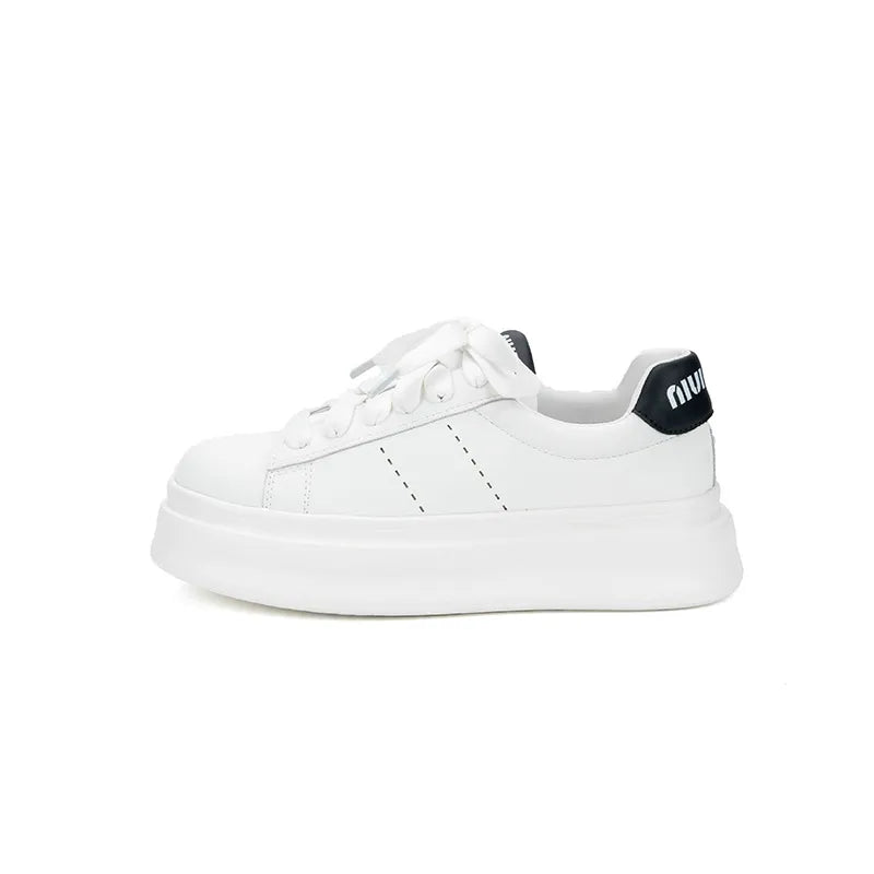 Zapatillas de Plataforma con Cordones y Punta Redonda en Contraste