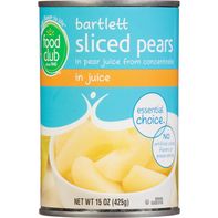 Food Club Sliced Pears in Juice, Bartlett