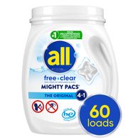 All Unit Dose Laundry Detergent, Mighty Pacs, Free & Clear