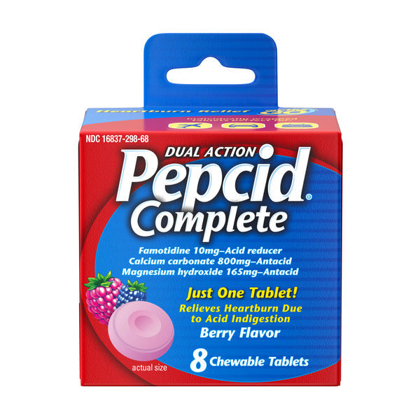 Pepcid Complete Réducteur d'Acide + Chews Antiacides, Saveur Baie, 8 ct