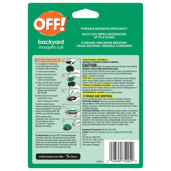 Off!® Backyard Mosquito Repellent Coil Starter Pack