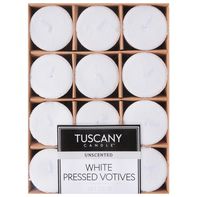 Tuscany Unscented White Pressed Wax Candle