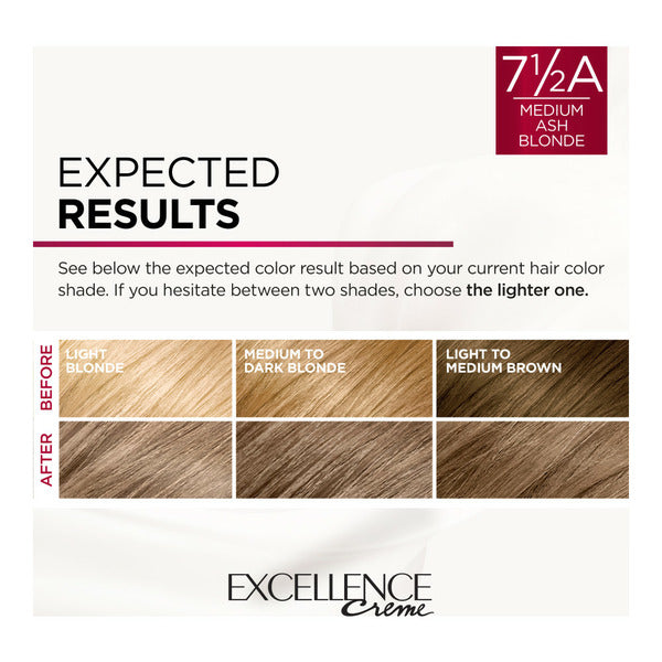 Color de Cabello Permanente L'Oreal Creme Triple Cuidado, 7.5A Rubio Ceniza Medio
