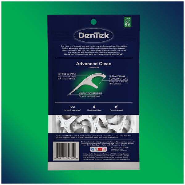 DenTek Palillos de Hilo Dental Triple Limpieza con Explosión de Enjuague Bucal