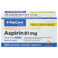 TopCare Aspirina de Baja Dosis, 81 mg, Tabletas Recubiertas Entéricas