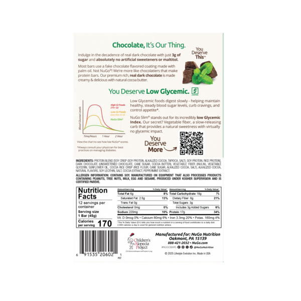 Barra de Proteína NuGo Slim Sabor Chocolate Menta - Vegana y Sin Gluten