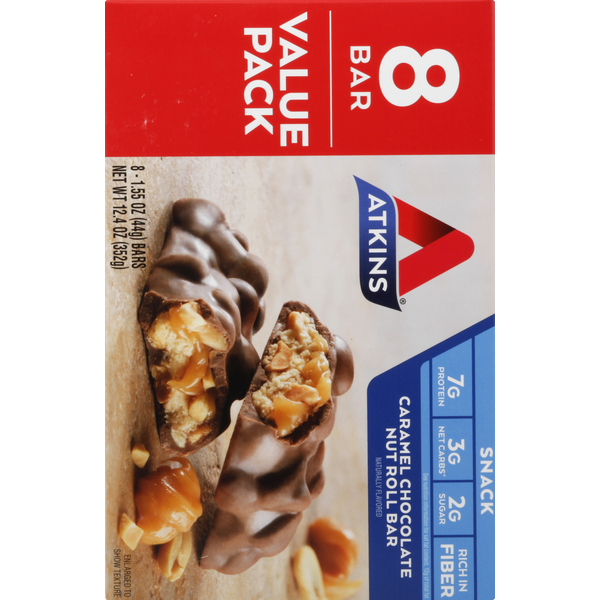 Barre de collation Atkins au caramel et chocolat - Pack économique