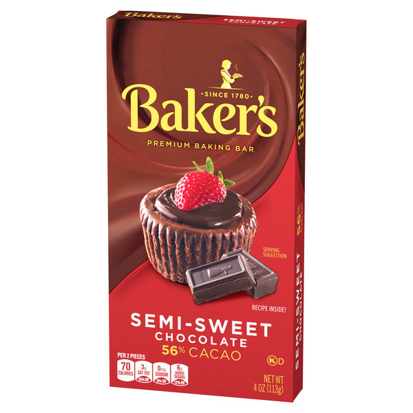Barre de chocolat semi-sucré premium Baker's - 56% cacao