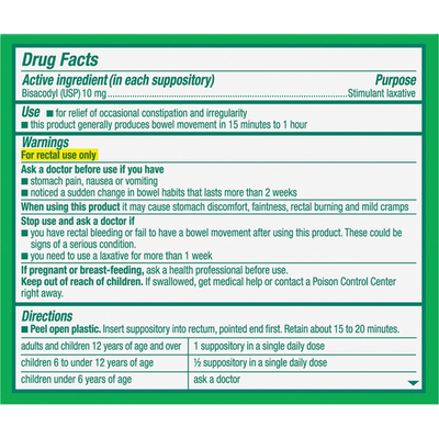 Dulcolax Comfort-Shaped Laxative Suppositories, 10 mg