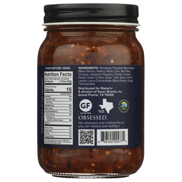 Salsa Gourmet aux Haricots Noirs et Maïs de Mateo
