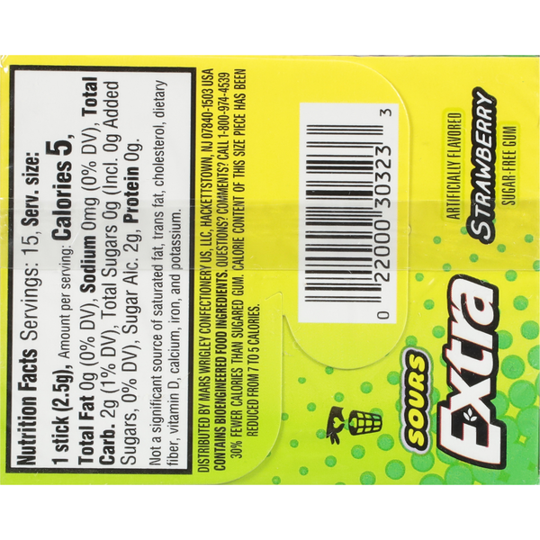 Gomme à mâcher Extra Sours Fraise Sans Sucre