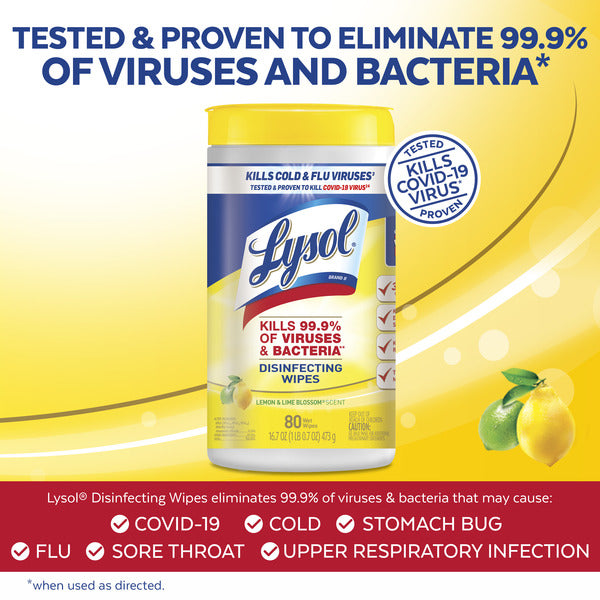 Lingettes antibactériennes multi-surfaces Lysol - Fleur de citron et de lime