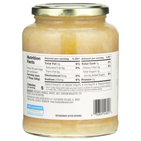 Food Club Sauerkraut - Calidad Premium Fermentada