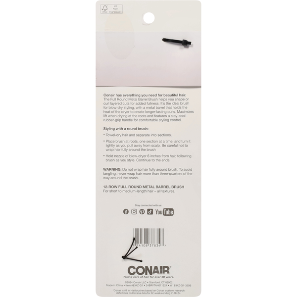 Cepillo redondo de metal Conair Style & Volumize de 12 filas