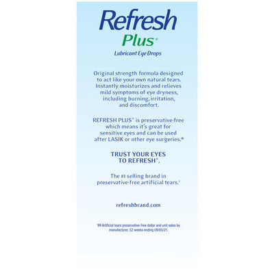 Gotas para los ojos lubricantes Refresh Plus sin conservantes