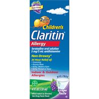 Jarabe para alergias de uva Claritin 24 horas sin somnolencia
