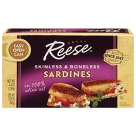 Sardines sans peau et désossées de Reese dans de l'huile d'olive 100 % pure