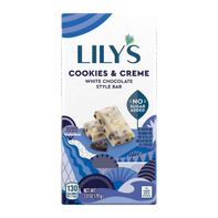 Barre de chocolat Cookies and Creme sans sucre ajouté de LILY'S, 2,8 oz