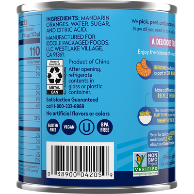 Dole Mandarin Oranges - Sweet and Juicy Canned Fruit