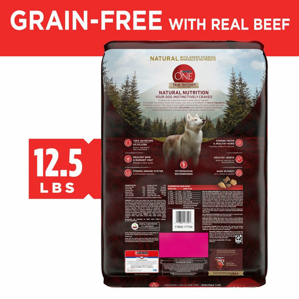 Purina ONE Grano Libre Comida Natural Seca para Perros - Verdadero Instinto con Carne de Res Real