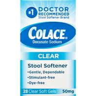 Colace Stool Softener, 50 mg, Gélules molles claires