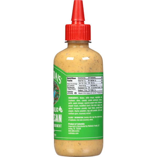 Salsa y Condimento Picante de Ajo y Parmesano de Melinda